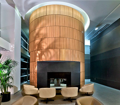 Curved Fireplace Woodwork Interior at 500 Lake Shore Drive Apartments