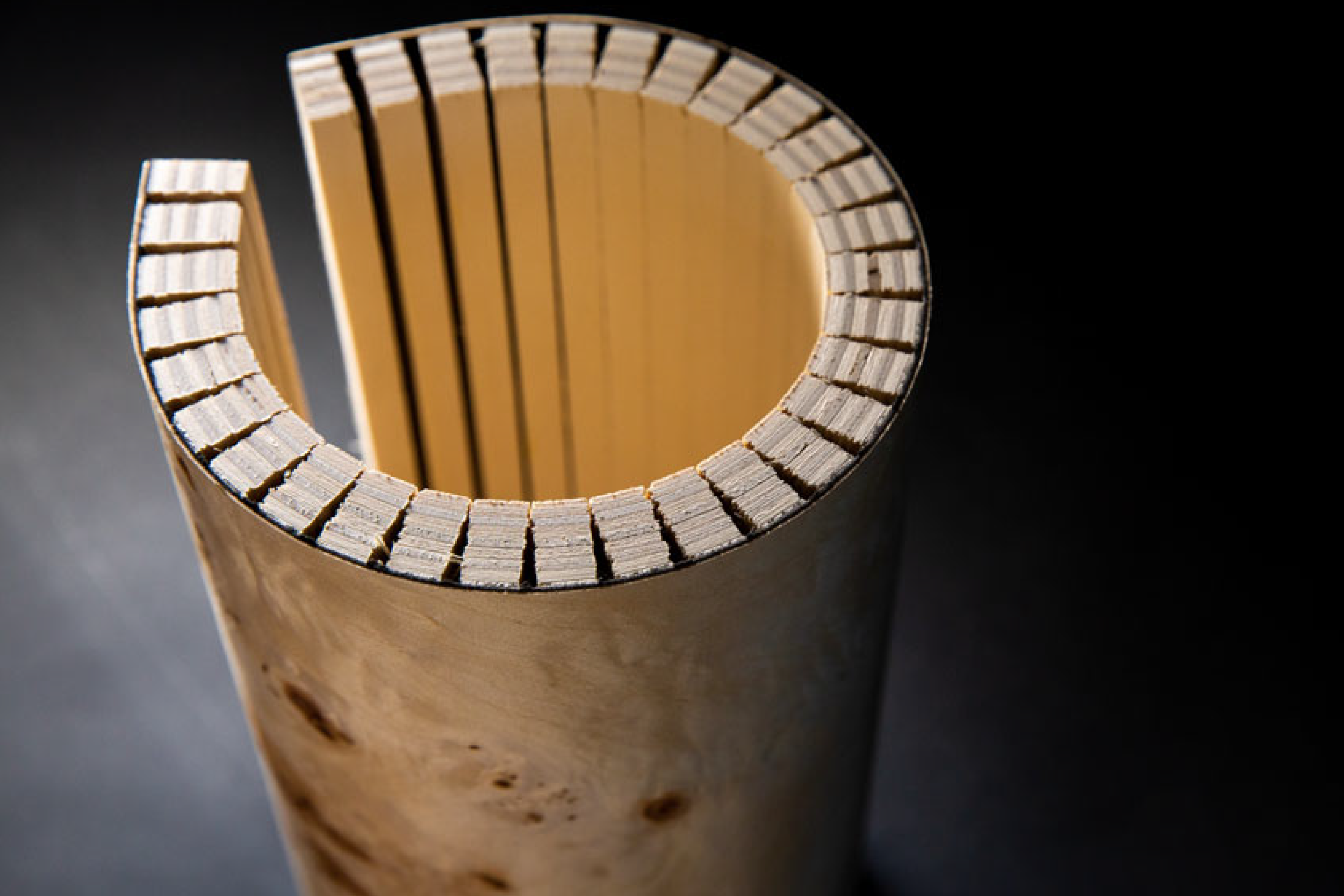 soflex in a tight bend with a wood laminate finish