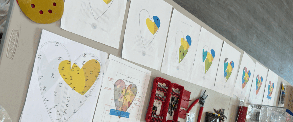 planning documents for the celebration heart