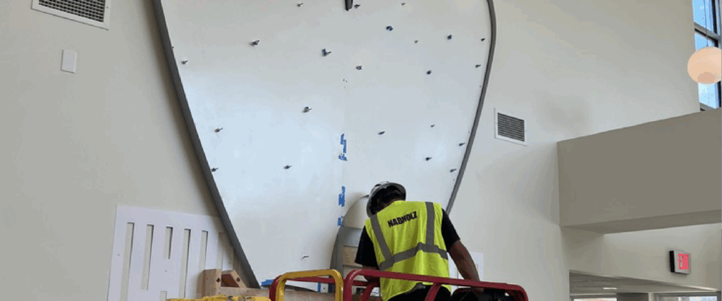 foamkore cut in the shape of a heart and installed on location