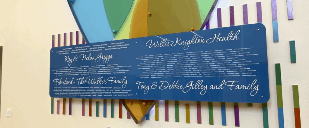 celebration heart with names of donors below 