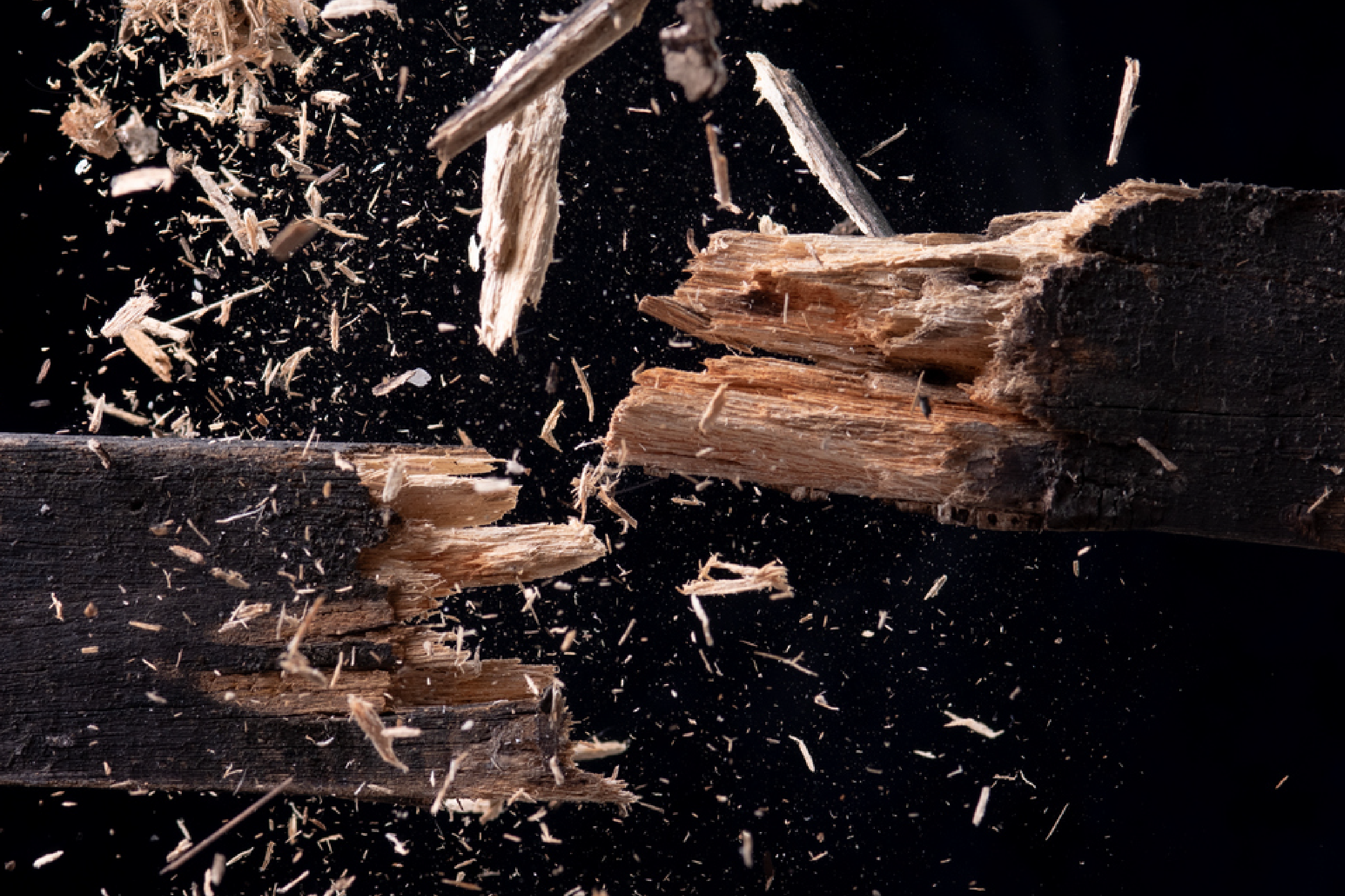 wood breaking apart