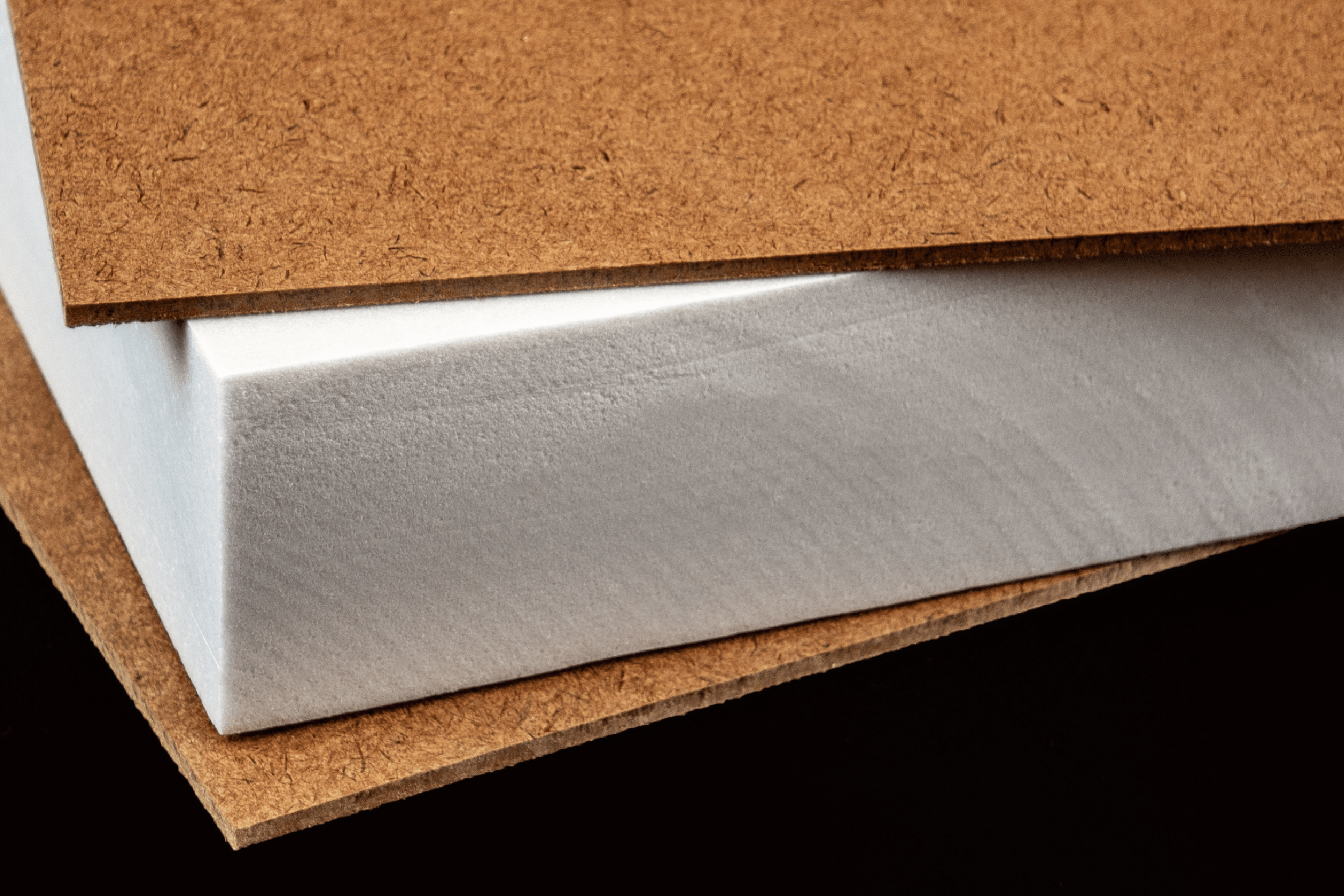white foam panel with fiberboard facing