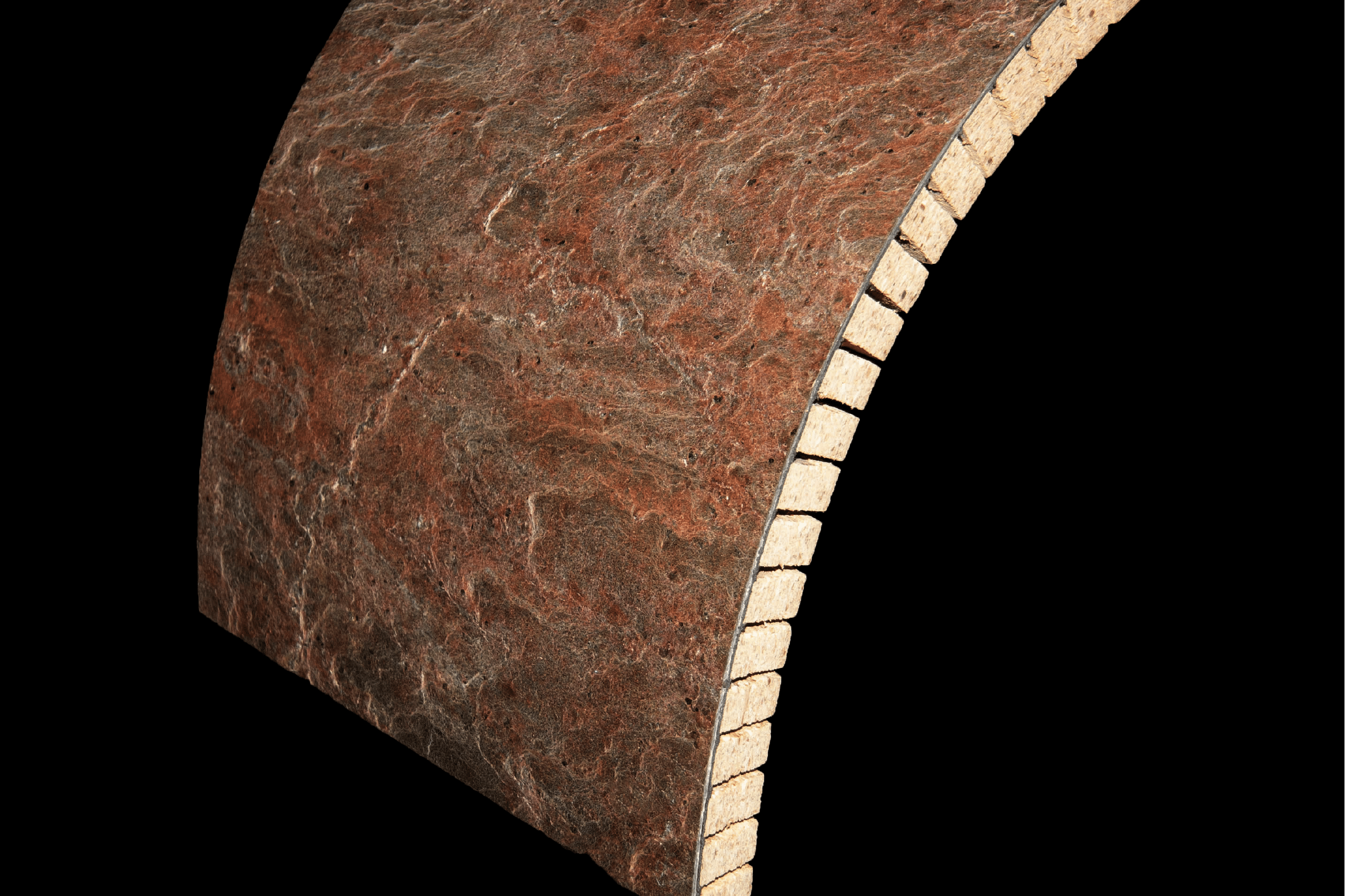 curved flexible panel with abrown marbled veneer finish