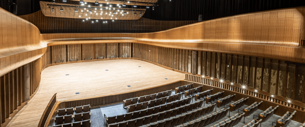 performance hall with curved wall elements