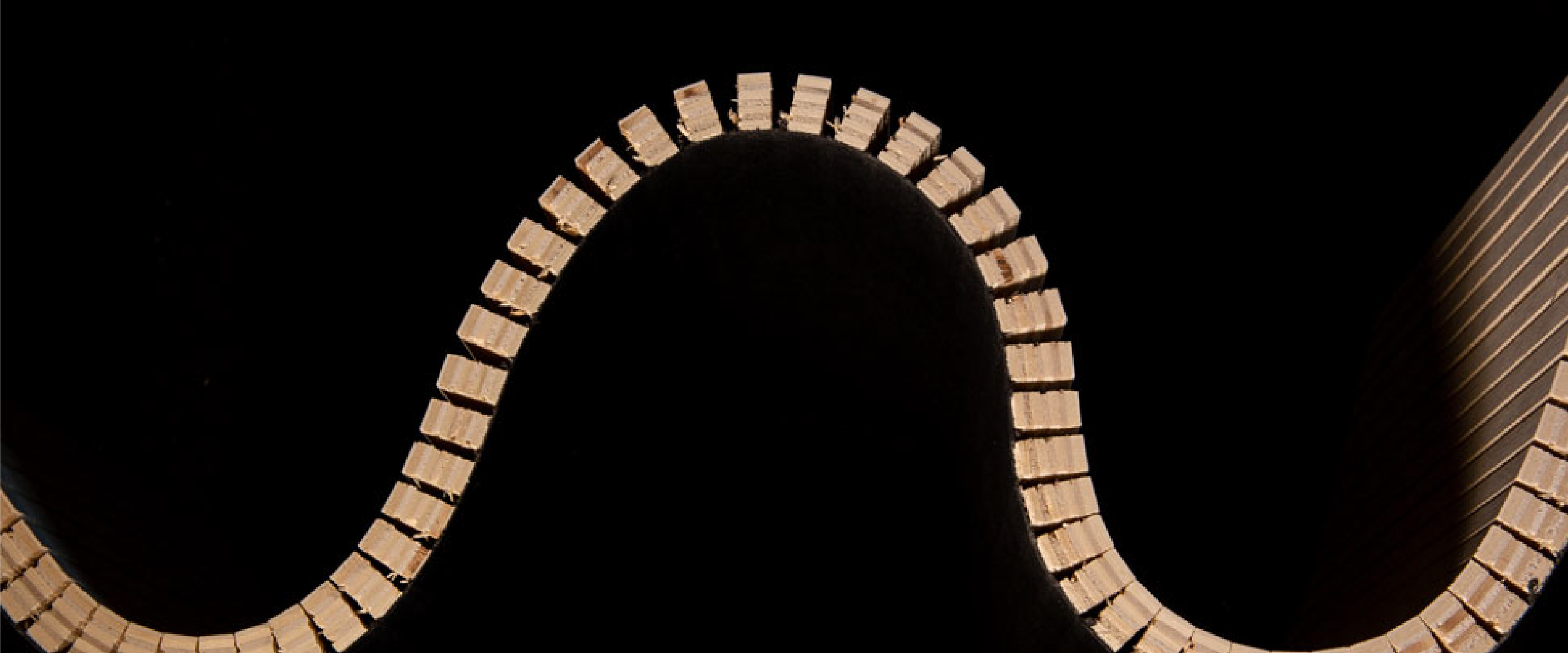 Curved, unfinished Kerfkore flexible panel
